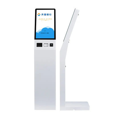 โลหะ 22 นิ้ว ข้อมูลจอสัมผัส ระบบคิว Kiosk ด้วยเครื่องพิมพ์ใบเสร็จ