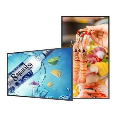 จอแสดงผลโฆษณา LCD ติดผนังขนาด 50 นิ้ว ความละเอียด 4K ขอบจอบางเฉียบสำหรับป้ายดิจิทัล