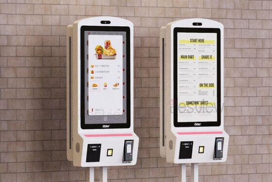 21.5 นิ้ว ชั้นยืน Kiosk การสั่งซื้อด้วยตนเองด้วยจอสัมผัสขนาด 10 จุดและเครื่องพิมพ์ความร้อน optional