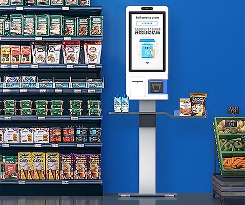 ระบบ POS Kiosk แบบ All-in-one พร้อมหน้าจอสัมผัสแบบคาปาซิทีฟ เครื่องพิมพ์เทอร์มอลขนาด 80 มม. และเครื่องอ่านบัตร NFC สำหรับการชำระเงินด้วยตนเอง