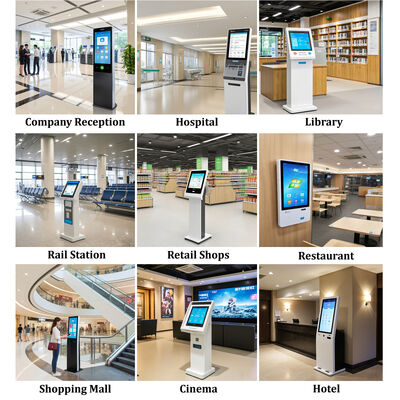 Android POS Self Check-in Kiosk พร้อมเครื่องสแกนหนังสือเดินทางและเครื่องแจกบัตรสําหรับโรงแรม