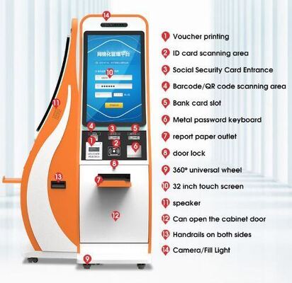 21.5/32 นิ้ว มอนิเตอร์สัมผัส Kiosk การตรวจสอบด้วยตนเองกับ Android / Windows OS และ WiFi / Ethernet / Bluetooth / 3G / 4G การเชื่อมต่อ