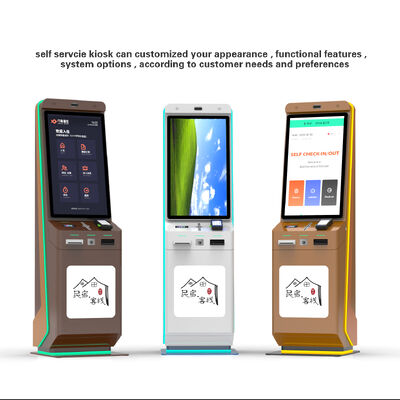 โรงแรม Self-Check-In Kiosk พร้อมการชําระค่าใช้จ่ายด้วยรหัส QR และจอสัมผัสสําหรับการบริการตนเองที่ยืนอยู่บนพื้น