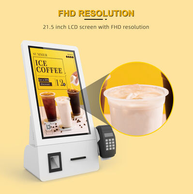 คีออสก์บริการตนเองแบบสัมผัสหน้าจอตั้งพื้นพร้อมระบบปฏิบัติการ Android ความละเอียด 1920X1080 พร้อมเคสโลหะ