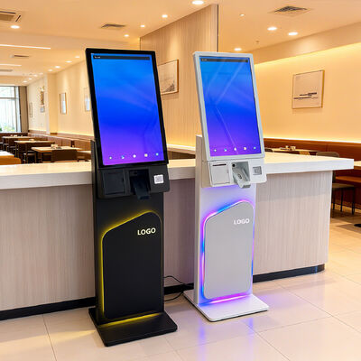 27/32 นิ้วพื้นยืนจอสัมผัส Kiosk Self Service ด้วยความละเอียด 1920X1080 สําหรับการสั่งเองและการใช้งานปฏิสัมพันธ์