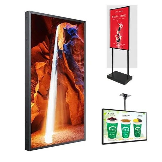 จอแสดงผลโฆษณา LCD ขนาด 55 นิ้ว อัตราส่วน 16:9 ความสว่างสูง เครื่องเล่นวิดีโอ พร้อมความสว่าง 2000cd/m2 สำหรับหน้าร้าน
